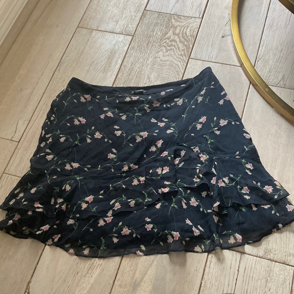 Navy and pink floral club Monaco skirt with ruffle